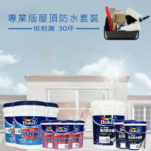 【得利】《30坪屋頂防水》倍剋漏專業套裝(屋頂防水漆組合)