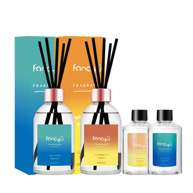 【FANCY U】漸層室內擴香瓶 200ml 2入組+補充瓶200ml 2入組 (香氛擴香/韓國擴香/居家香氛/)