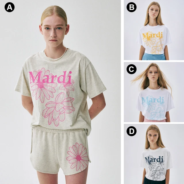 MARDI MERCREDI 三花印花短TEE 燕麥色 經典小雛菊 粉紅花 TSHIRT TRIPLE FLOWER