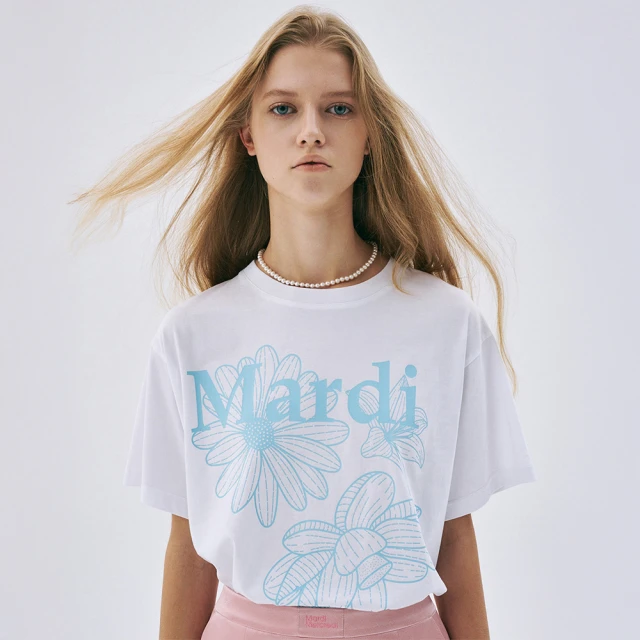 MARDI MERCREDI 三花印花短TEE 白色 經典小雛菊 天空藍花 TSHIRT TRIPLE FLOWER