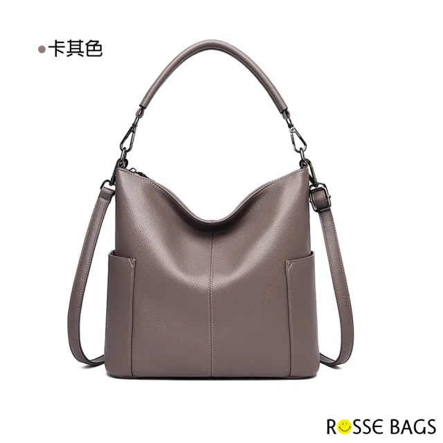 【Rosse Bags】時尚質感軟皮大容量手提肩背包(紅色 / 卡其色 / 黑色)