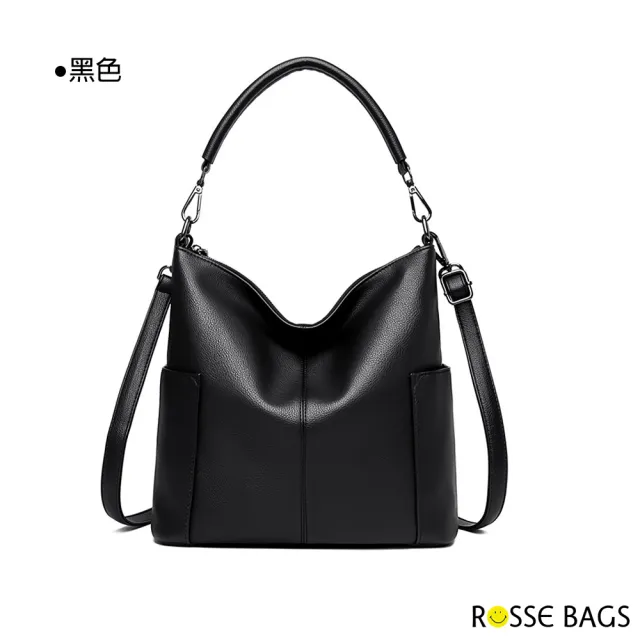 【Rosse Bags】時尚質感軟皮大容量手提肩背包(紅色 / 卡其色 / 黑色)