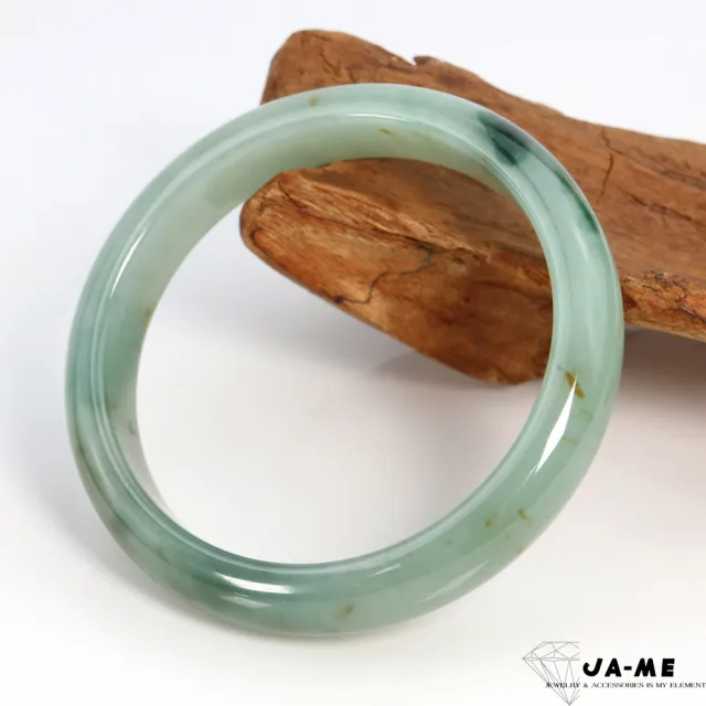【JA-ME】天然A貨翡翠冰種飄花灑金玉鐲#18.5