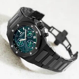 【TW Steel】CEO TECH 黑色鏈帶綠面計時碼錶