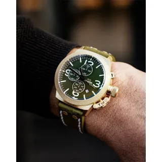 【TW Steel】CANTEEN 金色綠面計時碼錶