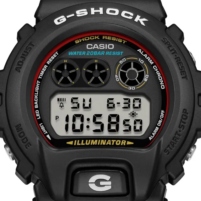 【CASIO 卡西歐】G-SHOCK 強悍耐衝擊  三眼數位手錶 _42.8mm(DW-6900RL-1)