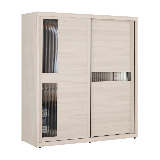 BODEN 珊卓5.9尺長虹玻璃衣櫃推/拉門衣櫃(三吊桿+五格)