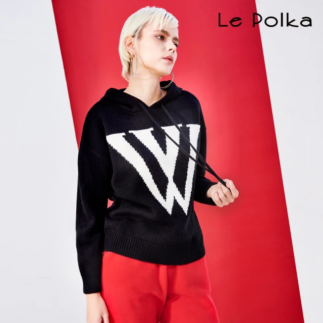 Le Polka 塗鴉文字落肩圓領襯衫-女好評推薦