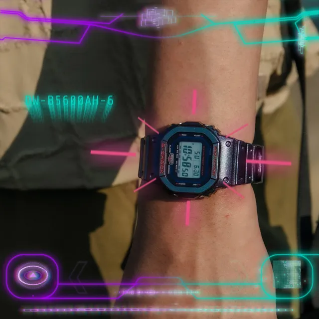 【CASIO 卡西歐】G-SHOCK 虛擬世界方形電子錶 情人節 禮物(DW-B5600AH-6)
