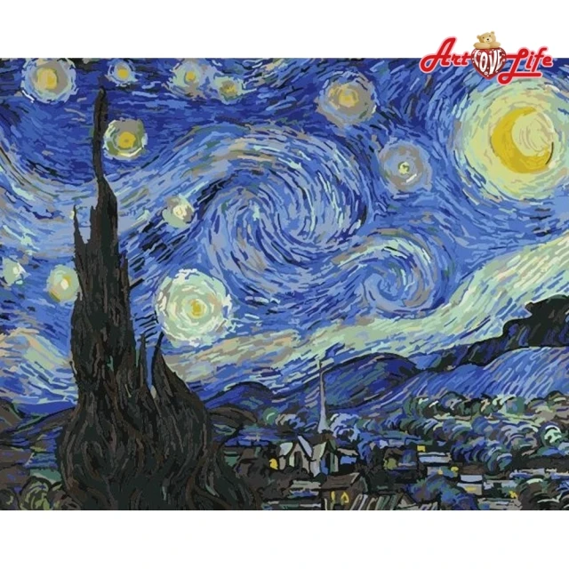 【ArtLife 藝術生活】DTR052 梵谷 星空 50*65CM(數字油畫 DIY數字油畫 畫畫玩具)