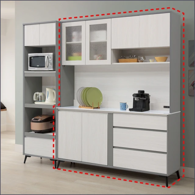 麗得傢居 蜜雪6.7尺餐櫃組合 2.7尺電器櫃+4尺餐櫃二件