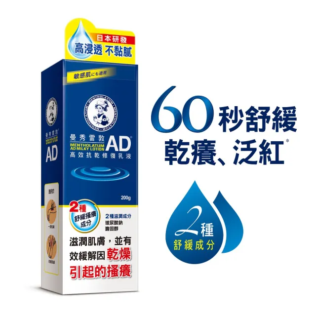 【曼秀雷敦】AD高效抗乾修復乳液120g 3入組(敏感肌 身體乳)