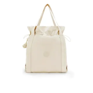 【KIPLING官方旗艦館】『拉拉包』質感米色束口托特包-ELMAR