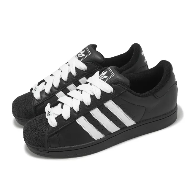 【adidas 愛迪達】休閒鞋 Superstar II 男鞋 女鞋 黑 白 經典 皮革 貝殼頭 三葉草 情侶鞋 愛迪達(JI3538)