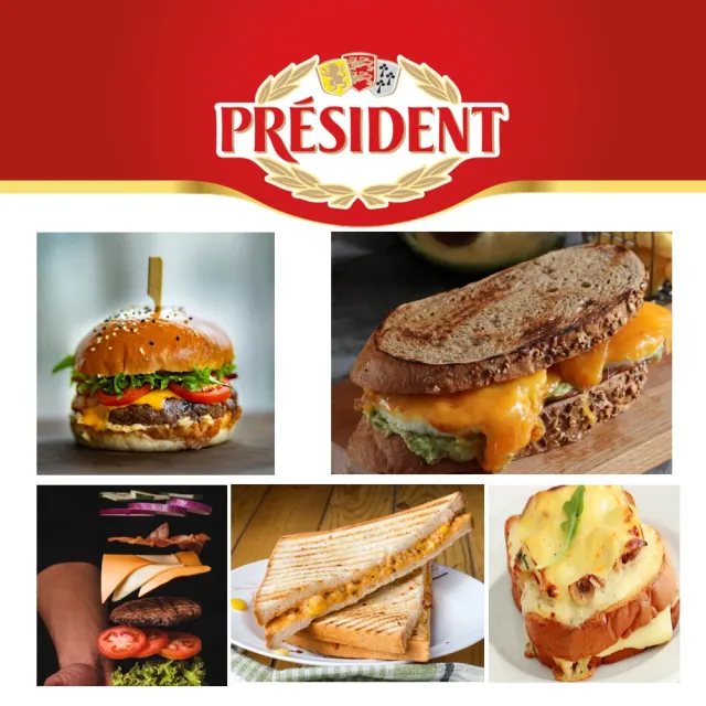 【PRESIDENT 總統牌】法國總統牌起司片乾酪 200GX6包(法國原裝進口 起司片 乳製品)