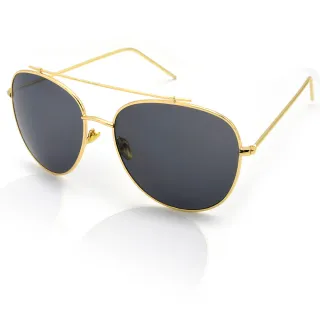 【DZ】買一送一 UV400防曬太陽眼鏡墨鏡-夏潮細線樑(金框灰片)