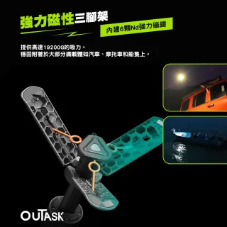 【OUTASK】戶外伸縮照明燈 黑色紀念版(探照燈 磁吸燈 工作燈 戶外照明 露營 逐露天下)