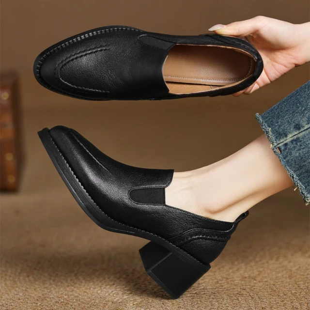 TAS 鑽飾馬銜釦真皮厚底樂福鞋(黑色)優惠推薦