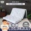 【小老闆寢具】標準雙人5尺 藍格調 天絲獨立筒13cm 摺疊床墊(摺疊好收納 租屋/外宿便攜)