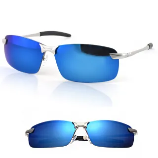 【DZ】買一送一 UV400防曬偏光太陽眼鏡墨鏡-型潮格調(冰藍膜)