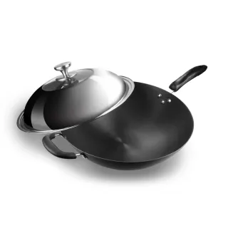 【MASIONS 美心】鈦極鍋 40CM厚釜鑄造複合金不沾炒鍋炒菜鍋(單柄/不鏽鋼蓋 台灣製造)