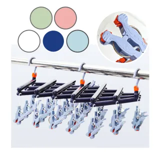 【新錸家居】日本晾曬專家★1秒瞬收摺疊曬衣架29夾曬衣夾(伸縮滾輪防風耐用不傷衣好收納 襪子內衣褲晾衣架)