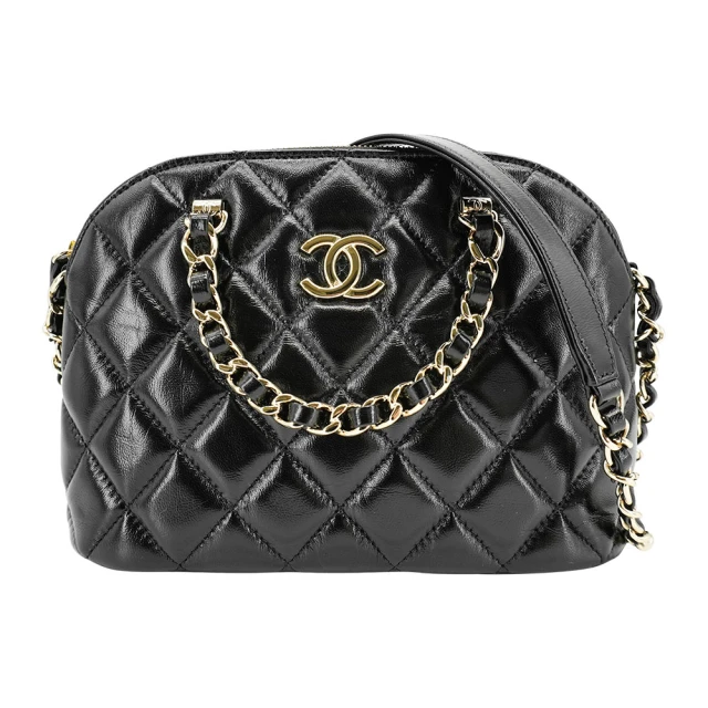 CHANEL 香奈兒 展示品 小牛皮菱格霧金鍊二用馬鞍包(A