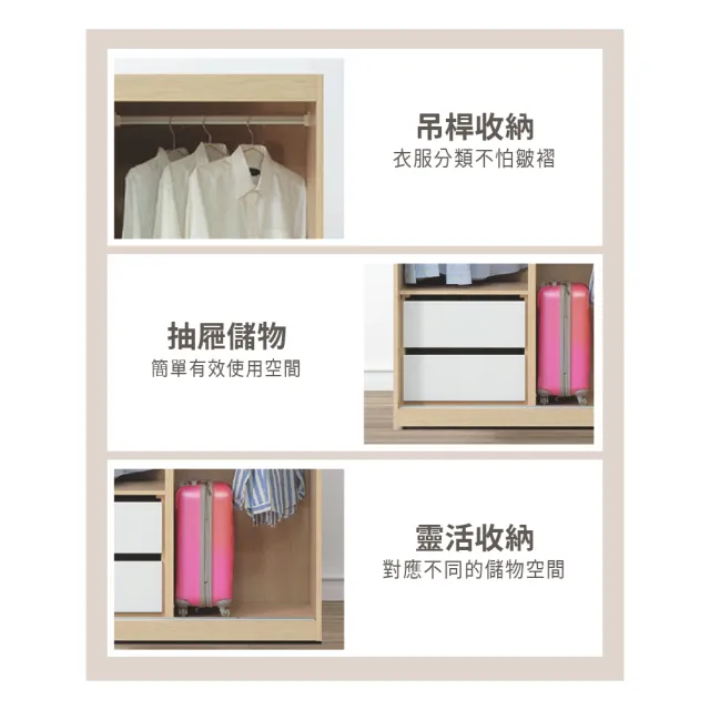 【ASSARI】4尺原木雙色推門衣櫃(寬122x深55x高202cm)