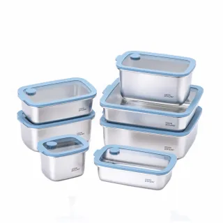 【CookPower 鍋寶】匠造2代鮮盾pro可微波不鏽鋼保鮮盒7件組(上蓋可微波)