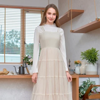 【H2O】透膚蕾絲木耳邊長袖上衣(#5671003 內搭上衣、長袖上衣 米白/淺藍)