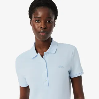 【LACOSTE】女裝-L.12.D 修身彈性迷你網眼短袖Polo衫(淺藍色)