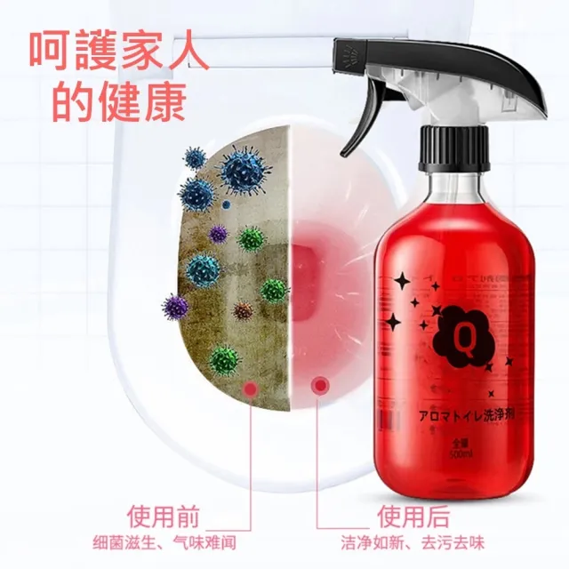 【潔淨專家】玫瑰香氛萬用潔廁劑500ML 6入組(1噴槍瓶+5補充瓶l強效去污l長效清香l溫和配方l一沖即淨)