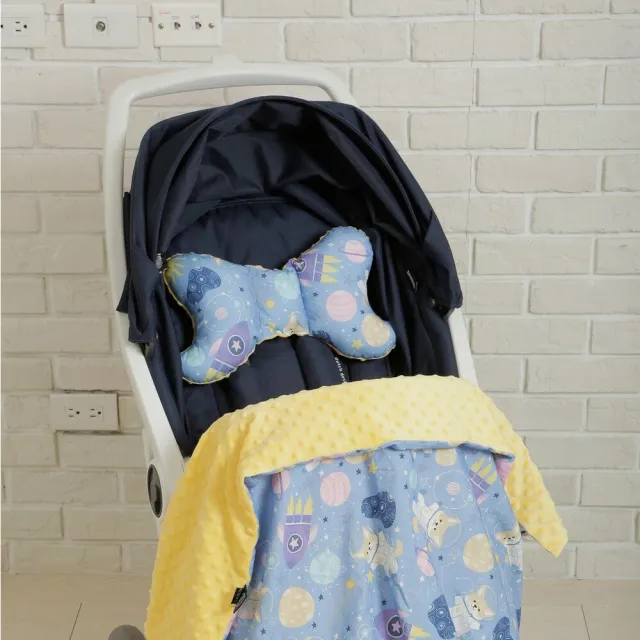 【La Millou】天使枕(星空胖柯基-藍底-清恬芒果黃-推車汽座枕寶寶護頸枕)