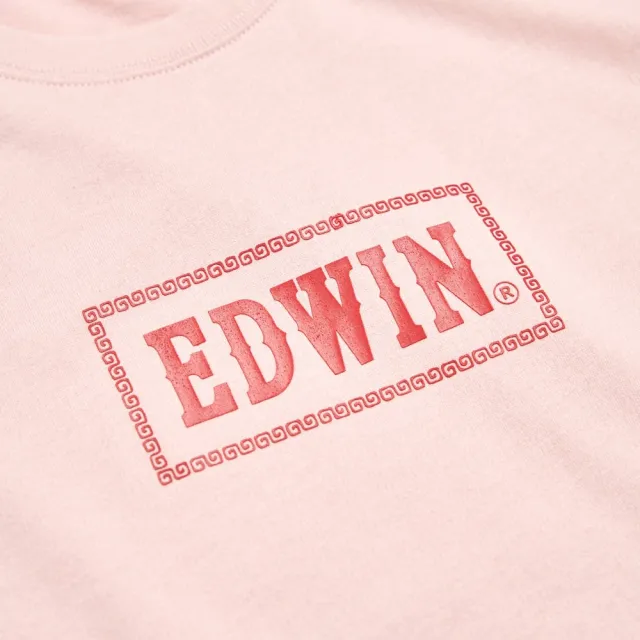 【EDWIN】女裝 白沙屯媽祖保庇短袖T恤(淡粉紅)