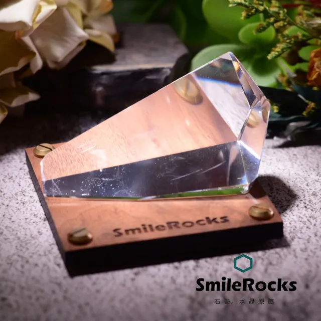 【SmileRocks 石麥】石麥水晶原礦  白水晶隨形冰塊No.043400234(SmilePad 9X9底板)