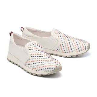 【MELROSE】美樂斯 日常美學編條牛皮厚底休閒鞋(橘)