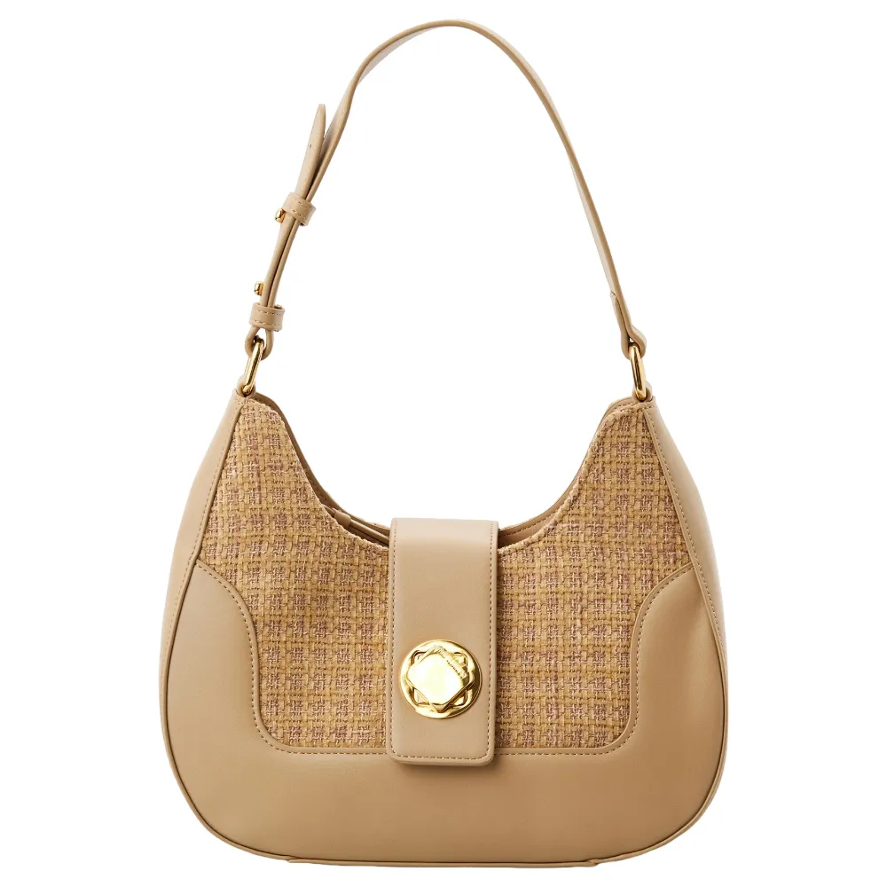 【Cerruti 1881】限量2折 義大利原裝進口 頂級時尚手拿包肩背包 全新專櫃展示品(米金色 CEBA06004P)