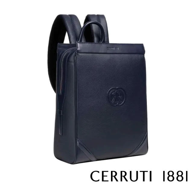 【Cerruti 1881】限量2折 義大利原裝進口 頂級小牛皮後背包 全新專櫃展示品(深藍色 CEZA06308M)