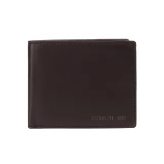 【Cerruti 1881】限量2折 義大利原裝進口 頂級小牛皮4卡短夾 5707M 全新專櫃展示品(咖啡色 送禮盒提袋)