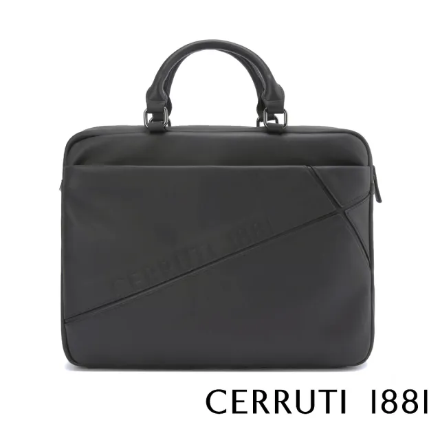 【Cerruti 1881】限量2折 義大利原裝進口 頂級小牛皮公事包/斜背包 全新專櫃展示品(大象灰 CECA06253M)