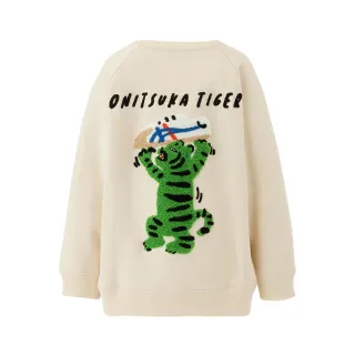 【Onitsuka Tiger】鬼塚虎 官方旗艦店 KIDS淡黃色老虎印花塗鴉兒童長袖上衣(2184A258-750)