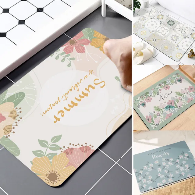 【半島良品】吸水防滑奈米絨軟式仿珪藻土地墊-60x40cm(多款選 台灣設計印刷)
