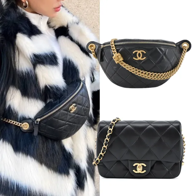 【CHANEL 香奈兒】經典雙C LOGO/COCO斜背包/菱格紋腰包(任選)