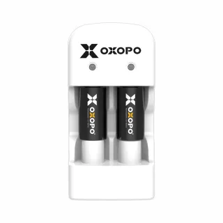 【OXOPO】XS系列 3.2V CR2 充電鋰電池 2入+充電器(CR2 充電鋰電池)