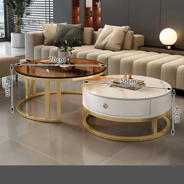 時尚屋 凱瑞1.6尺圓形岩板邊几RT9-I008(免組裝/岩