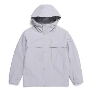【國家地理服飾官方旗艦】男女同款 COMMERSON 2L 雙層防風連帽外套  - 銀灰色(UPF50+/防水/防風)