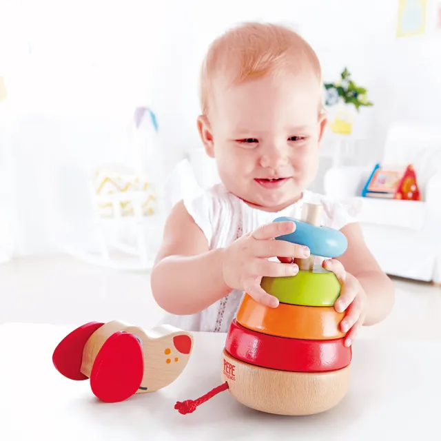 【德國Hape】佩佩有聲堆塔(木製玩具/木頭玩具/彌月禮/生日禮)