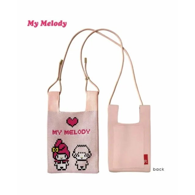 【小禮堂】雙11 Sanrio 三麗鷗 x ROOTOTE 針織斜背袋 像素款 Kitty 大耳狗 庫洛米(平輸品)