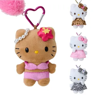 【小禮堂】Sanrio 三麗鷗 Hello Kitty 愛心扣環絨毛吊飾 澀谷辣妹(平輸品)
