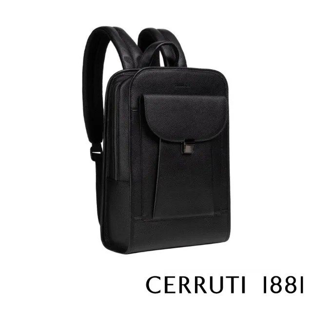 【Cerruti 1881】限量2折 義大利原裝進口 頂級小牛皮後背包 CEZA06173M 全新專櫃展示品(黑色)